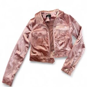 Forever 21 Pink Velvet Cropped Jacket Size M